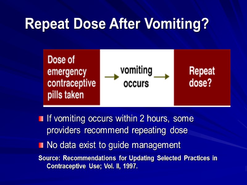 Repeat Dose After Vomiting?  If vomiting occurs within 2 hours, some  providers